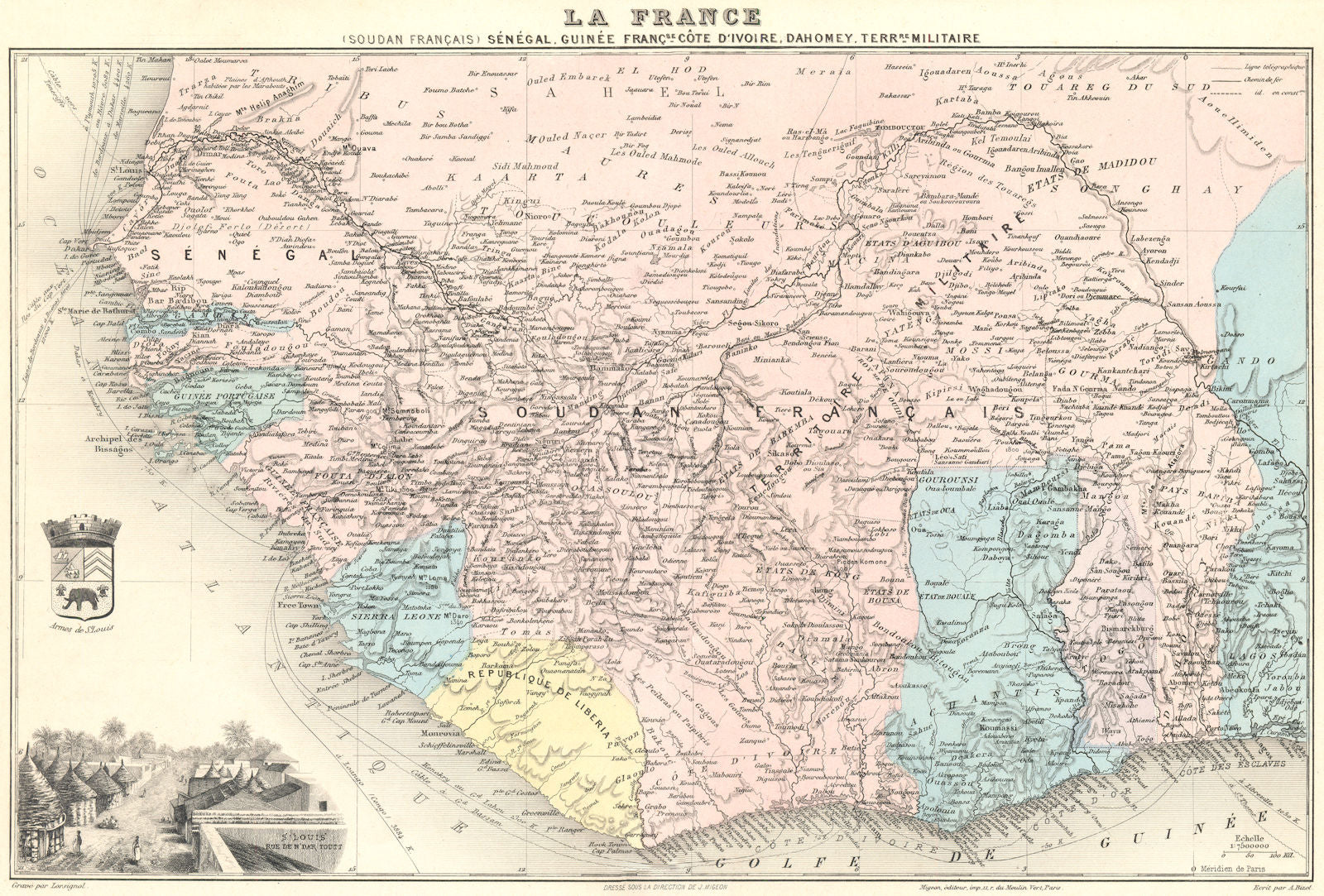 W AFRICA AFRIQUE.Mali Sénégal Guinée Soudan Française;Côte D'Ivoire 1903 map